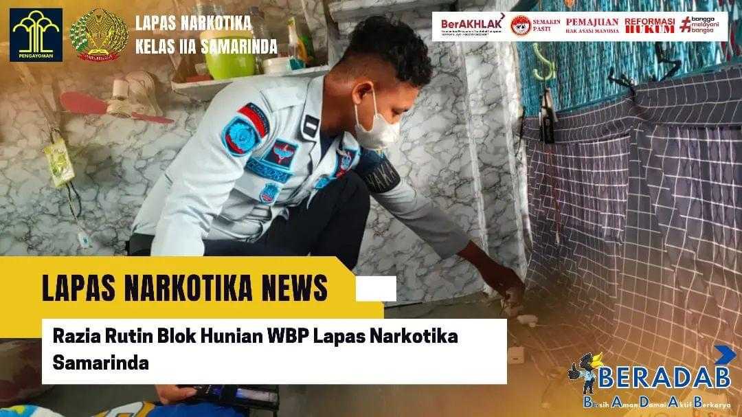 Razia Rutin Blok Hunian WBP Lapas Narkotika Samarinda