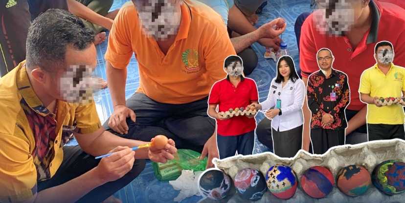 Semangat Paskah, Warga Binaan Lapas Narkotika Samarinda Warnai Telur Bersama Pendeta