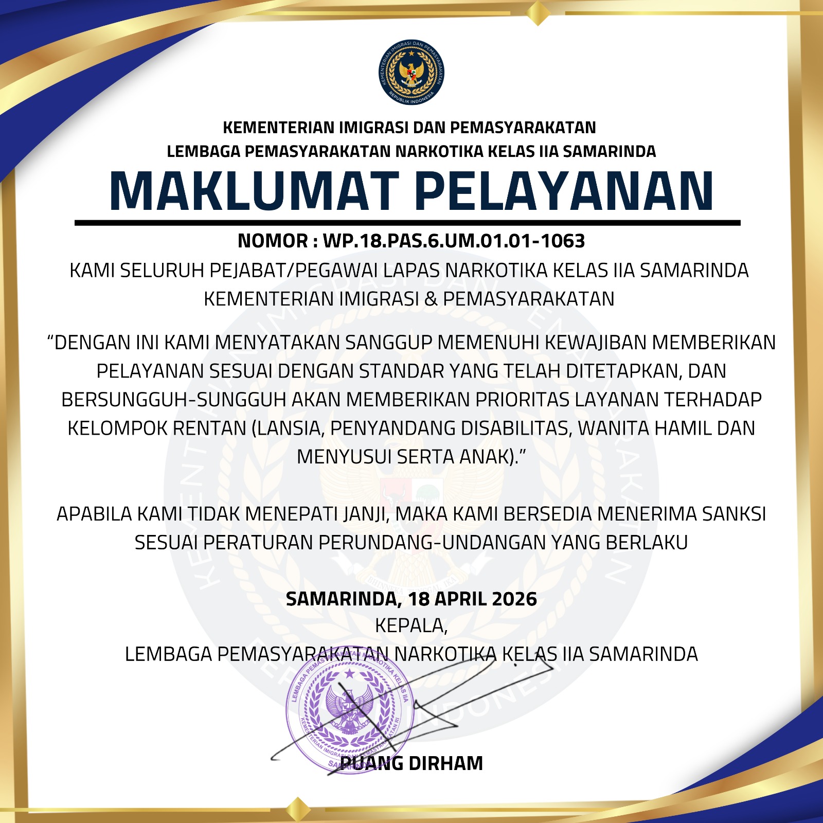 Maklumat Pelayanan